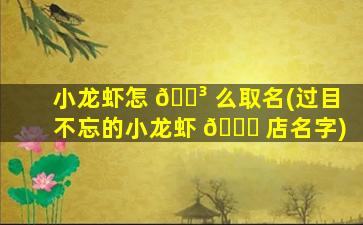 小龙虾怎 🐳 么取名(过目不忘的小龙虾 🕊 店名字)